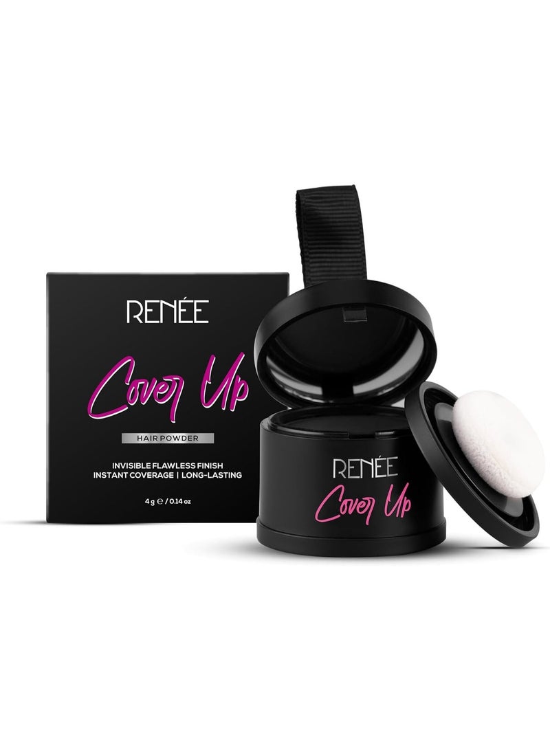 Renee Cover-Up Hair Powder- Black, Helps Cover Grey Roots & Bald Spots Instantly, Highly Pigmented, Fuller And Denser, Long-Lasting & Matte Finish, Super-Fine Powder For Flawless Application, 4Gm - Image 1
