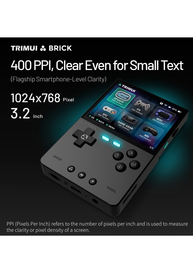 فيرسي وحدة تحكم الألعاب المحمولة Trimui Brick T3040 مفتوحة المصدر Allwinner A133P PowerVR GE8300 مقاس 3.2 بوصة IPS شاشة كاملة الملاءمة ميكروفون أحادي مدمج 3000 مللي أمبير في الساعة  - Image 5