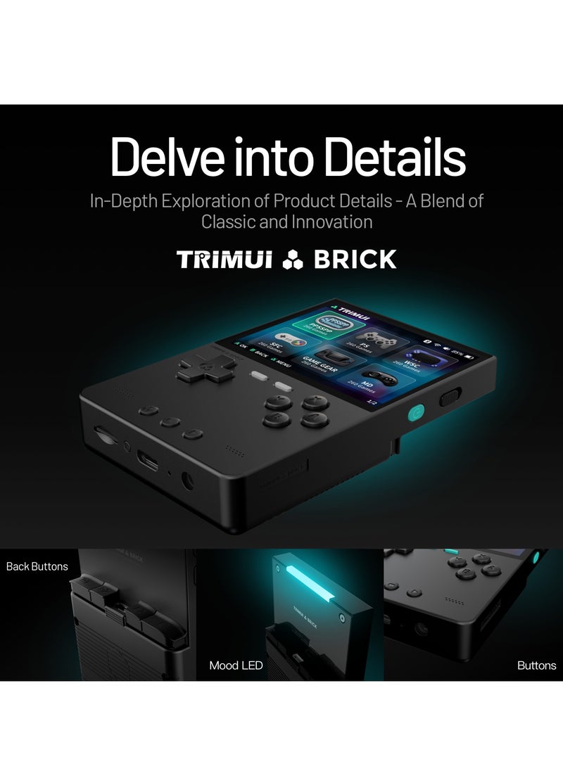 وحدة تحكم الألعاب المحمولة Trimui Brick T3040 مفتوحة المصدر Allwinner A133P PowerVR GE8300 مقاس 3.2 بوصة IPS شاشة كاملة الملاءمة ميكروفون أحادي مدمج 3000 مللي أمبير في الساعة