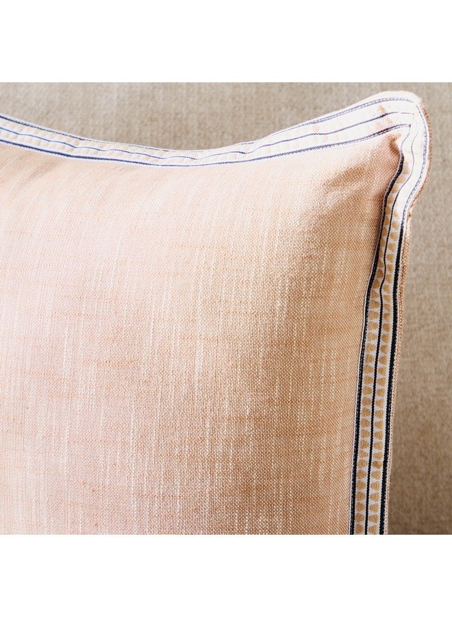 Home Box Warm Oasis Terra Chambray with Embroidered Edges Filled Cushion 50 x 50 cm - Image 1