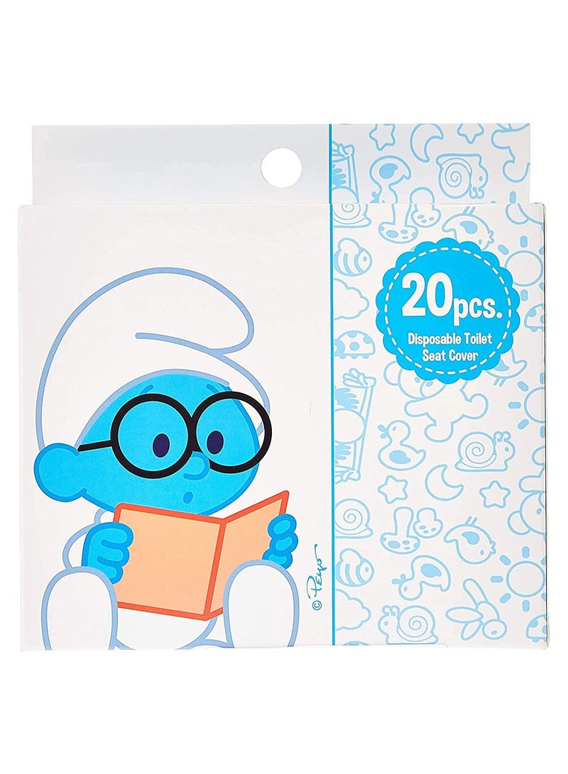THE SMURFS أغطية مقاعد المرحاض للاستخدام مرة واحدة من Smurfs، عبوة من 20 قطعة - Image 1