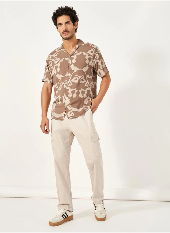 ستايلي All-Over Print Relaxed Fit Short Sleeve Shirt