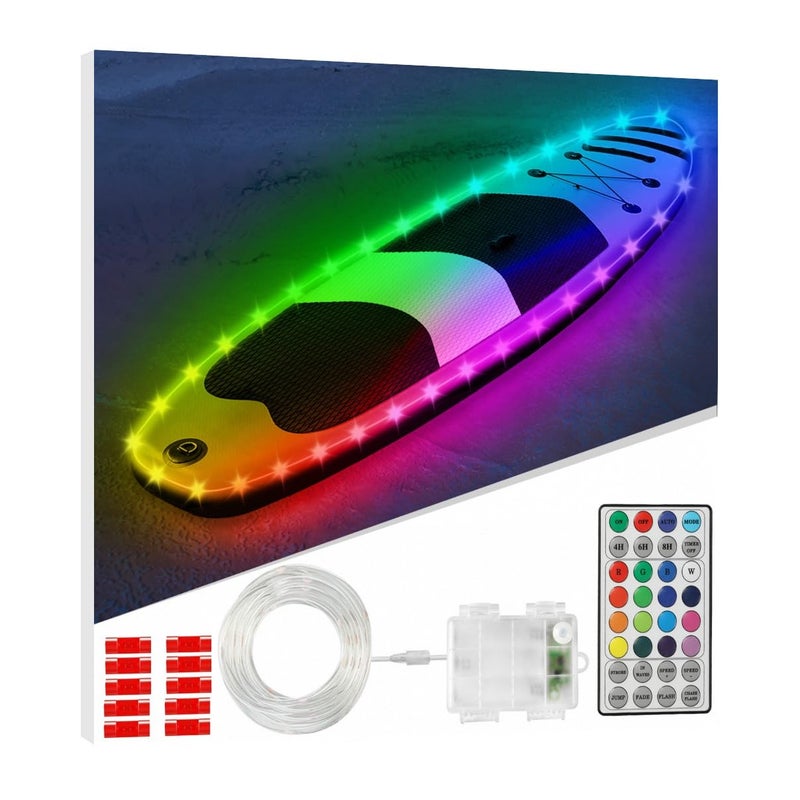 VIDLULTD Kayak Paddle Board Lights Kit, IP68 Waterproof Dream Color SUP Glow Lights with Remote, Battery Powered Kayak Lighting for Night Kayaking SUP Canoes, Marine Boat Pontoon Light (22FT) - Image 1