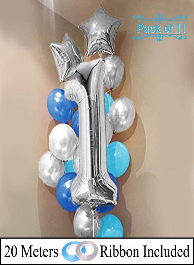 AMFIN® (Pack of 11) Foil Balloons for Birthday Decoration Number 1 Balloons for Birthday First Birthday Decorations boy - Image 2