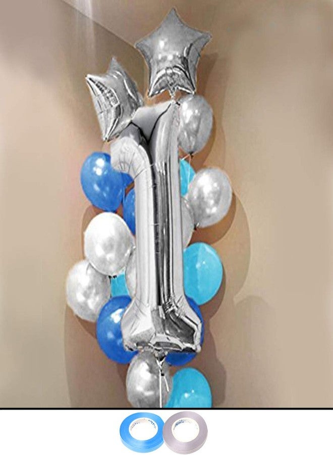 AMFIN® (Pack of 11) Foil Balloons for Birthday Decoration Number 1 Balloons for Birthday First Birthday Decorations boy - Image 1