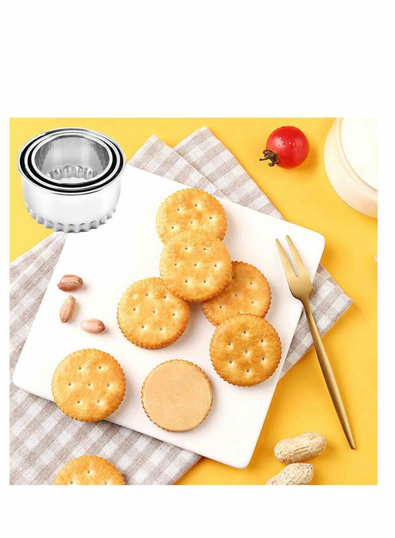 NIBEMINENT Cookie Cutters, 3Pcs Flower Edge Biscuit Cutters Stainless Steel Dumpling Cake Pastry Scone Molds Stamps for Cooking Baking - Image 5