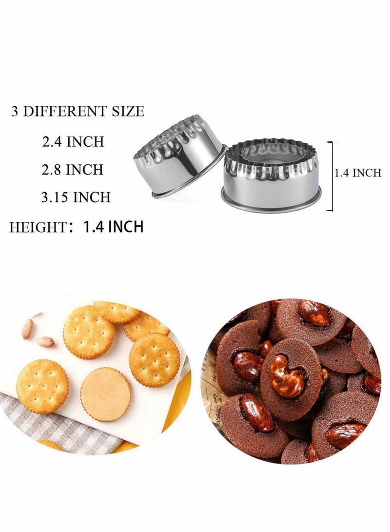 NIBEMINENT Cookie Cutters, 3Pcs Flower Edge Biscuit Cutters Stainless Steel Dumpling Cake Pastry Scone Molds Stamps for Cooking Baking - Image 2