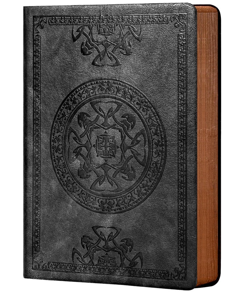 CAGIE Lined Journal for Men Soft Cover Notebook Leather Journals for Writing, 180 Lay Flat Vintage Mens Journal Personal Diary, 5.7'' X 8.3'', Black - Image 1