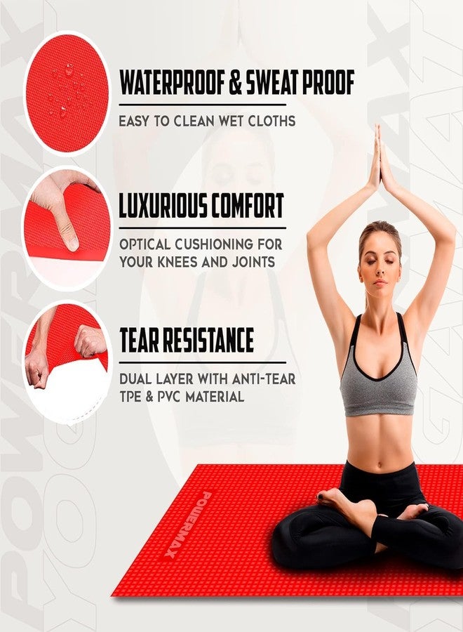 SQINELLI Premium Yoga mat for Women & Men, Non-Slip, Eco-Friendly, Lightweight & Sweat-Resistant, EVA Material 4mm Exercise Mat for Home Workout, Pilates, Meditation, Gym & Yoga (Red) - Image 4