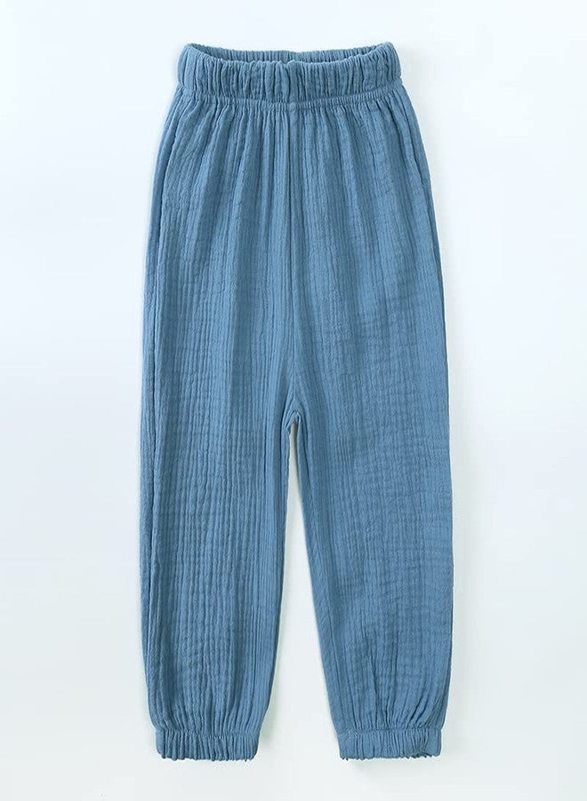 MYGBCPJS Baby Boys Girls 3 Pack Cotton Linen Long Bloomers Ankle Length Trousers Kids Lightweight Elastic Waist Harem Pants - Image 3