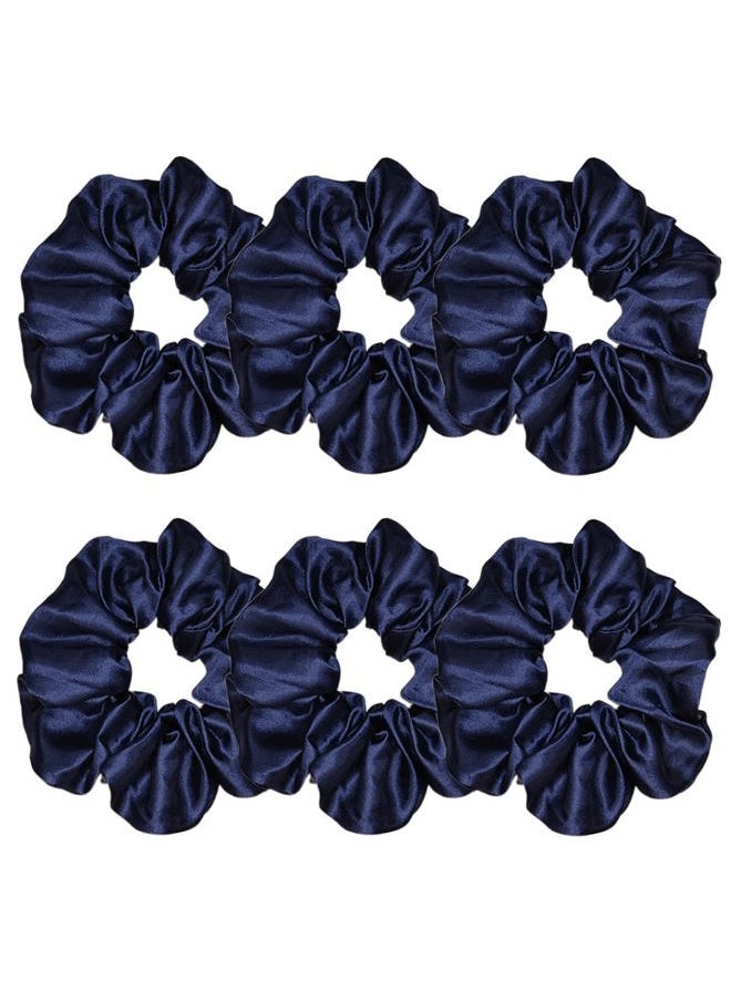 Sufermoe - 6 Pcs Satin Silk Hair Scrunchies, Navy Blue, Soft Satin Hair Ties, Hair Accessories for Women and Girls (4.3 inch) - Image 1