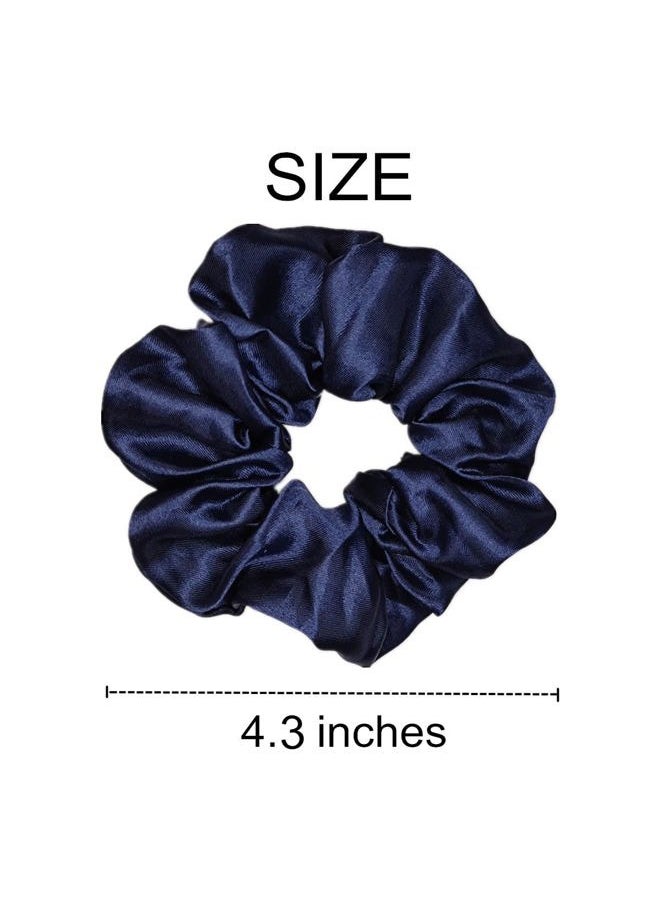Sufermoe - 6 Pcs Satin Silk Hair Scrunchies, Navy Blue, Soft Satin Hair Ties, Hair Accessories for Women and Girls (4.3 inch) - Image 1