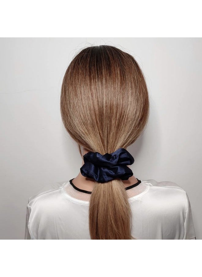 Sufermoe - 6 Pcs Satin Silk Hair Scrunchies, Navy Blue, Soft Satin Hair Ties, Hair Accessories for Women and Girls (4.3 inch) - Image 1