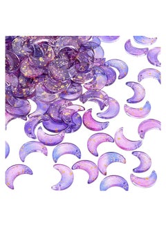 Y&D 200 Pcs Crystal Charms Moon Pendants Crescent Shape Glass Tiny Hanging with Gold Foil Small Pendant Storage Box for Jewelry Making DIY Craft Beads Necklace Earrings 16 x 11.5 mm  - Image 1