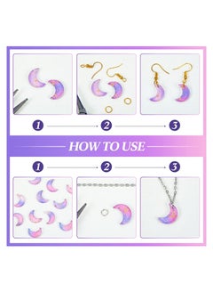 Y&D 200 Pcs Crystal Charms Moon Pendants Crescent Shape Glass Tiny Hanging with Gold Foil Small Pendant Storage Box for Jewelry Making DIY Craft Beads Necklace Earrings 16 x 11.5 mm  - Image 3