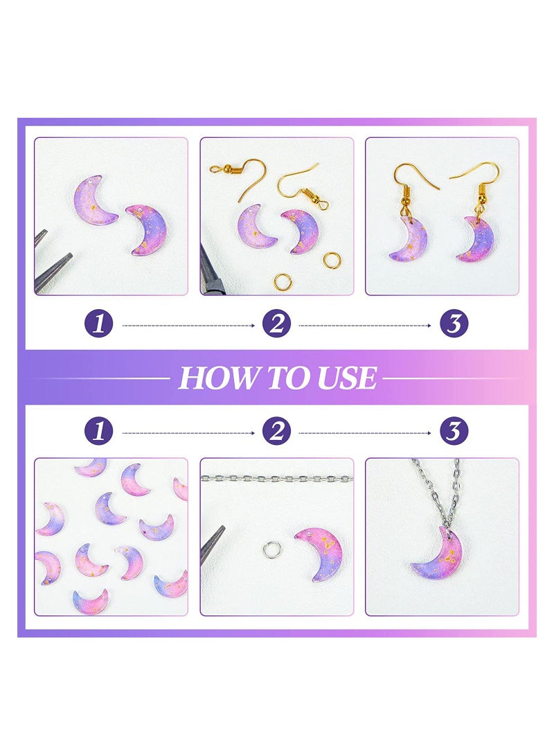 Y&D 200 Pcs Crystal Charms Moon Pendants Crescent Shape Glass Tiny Hanging with Gold Foil Small Pendant Storage Box for Jewelry Making DIY Craft Beads Necklace Earrings 16 x 11.5 mm - Image 3