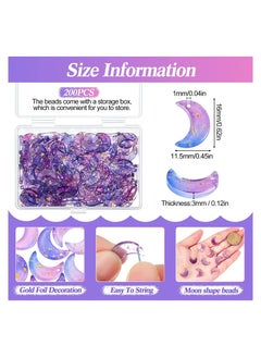 Y&D 200 Pcs Crystal Charms Moon Pendants Crescent Shape Glass Tiny Hanging with Gold Foil Small Pendant Storage Box for Jewelry Making DIY Craft Beads Necklace Earrings 16 x 11.5 mm  - Image 2