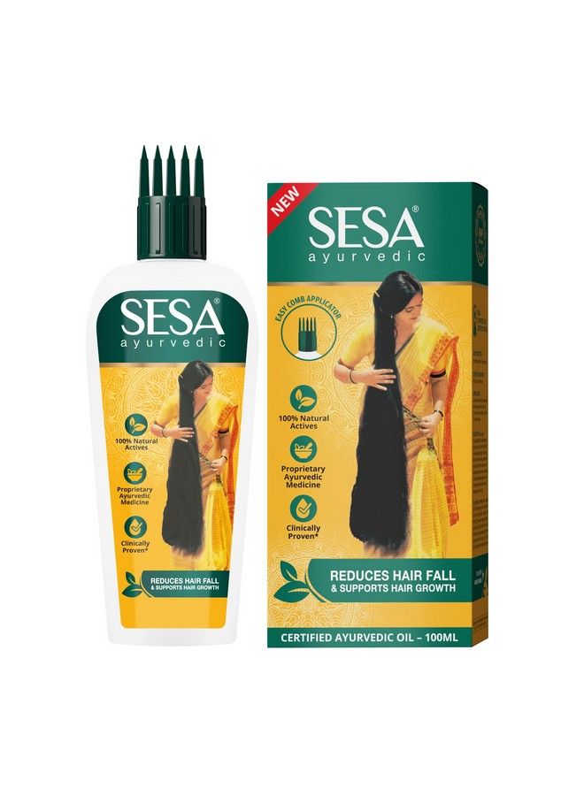 Sesa زيت الشعر الأيورفيدي لعلاج تساقط الشعر ونموه؛ عشبة كشير باك فيدي بهرينجراج التي يبلغ عمرها 5000 عام و17 عشبة نادرة مع 5 زيوت مغذية؛ لجميع أنواع الشعر؛ بدون زيت معدني؛ 100 مل (عبوة واحدة) - Image 1