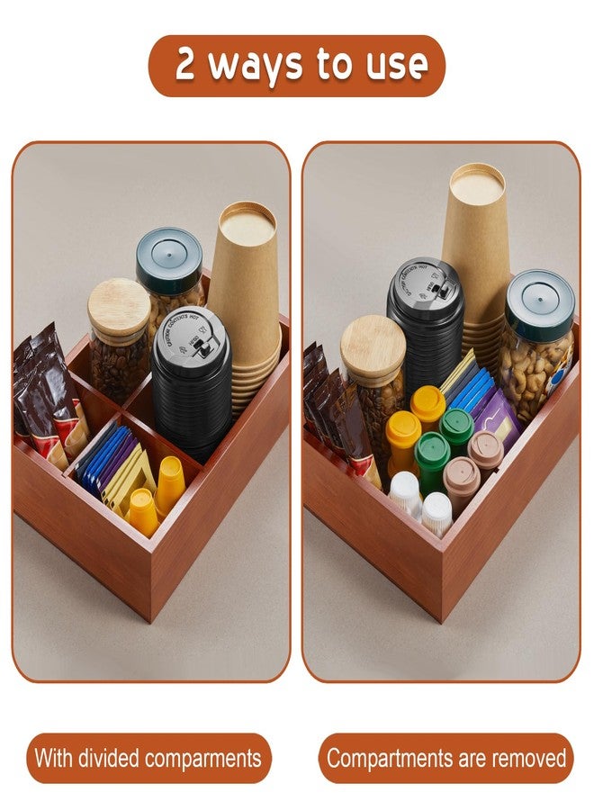 ALELION Coffee Station Organizer with Removable Dividers - Wood Coffee Bar Accessories Organizer for Countertop - Pod Holder Basket for K Cup Sugar Tea - Image 2