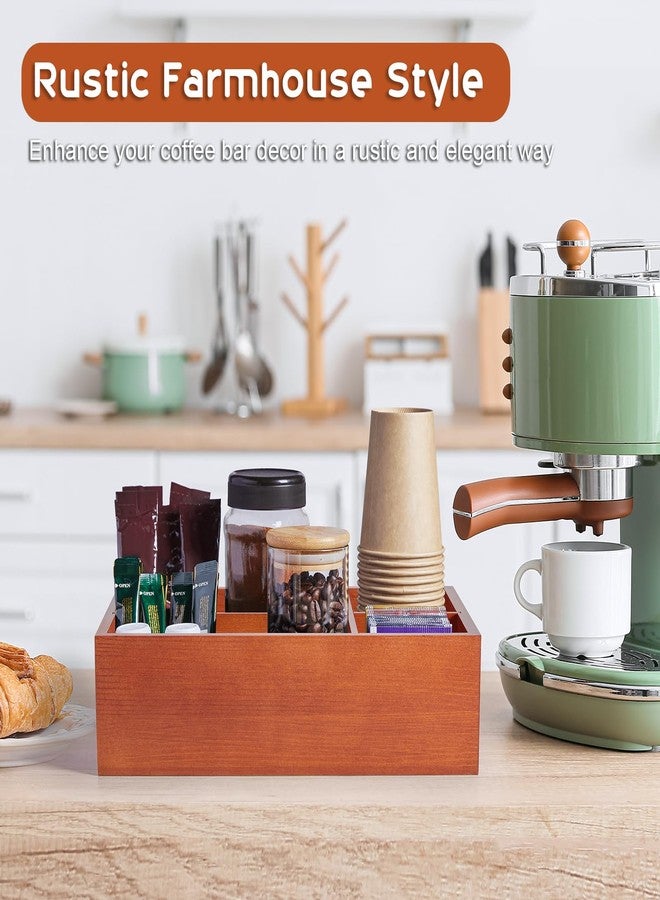 ALELION Coffee Station Organizer with Removable Dividers - Wood Coffee Bar Accessories Organizer for Countertop - Pod Holder Basket for K Cup Sugar Tea - Image 4