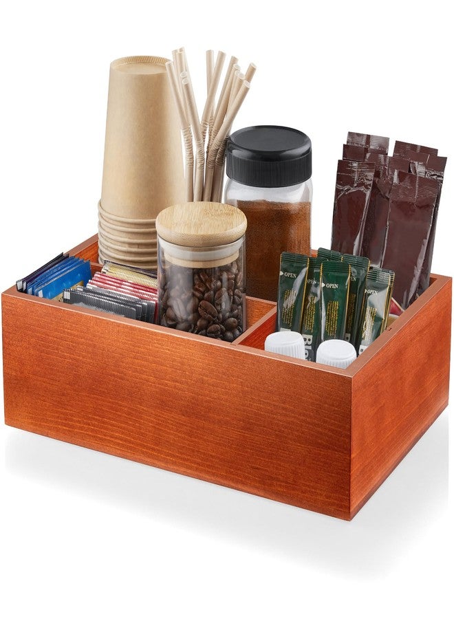 ALELION Coffee Station Organizer with Removable Dividers - Wood Coffee Bar Accessories Organizer for Countertop - Pod Holder Basket for K Cup Sugar Tea - Image 1