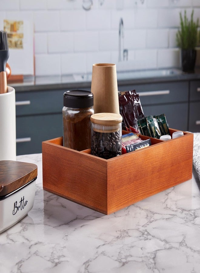 ALELION Coffee Station Organizer with Removable Dividers - Wood Coffee Bar Accessories Organizer for Countertop - Pod Holder Basket for K Cup Sugar Tea - Image 5