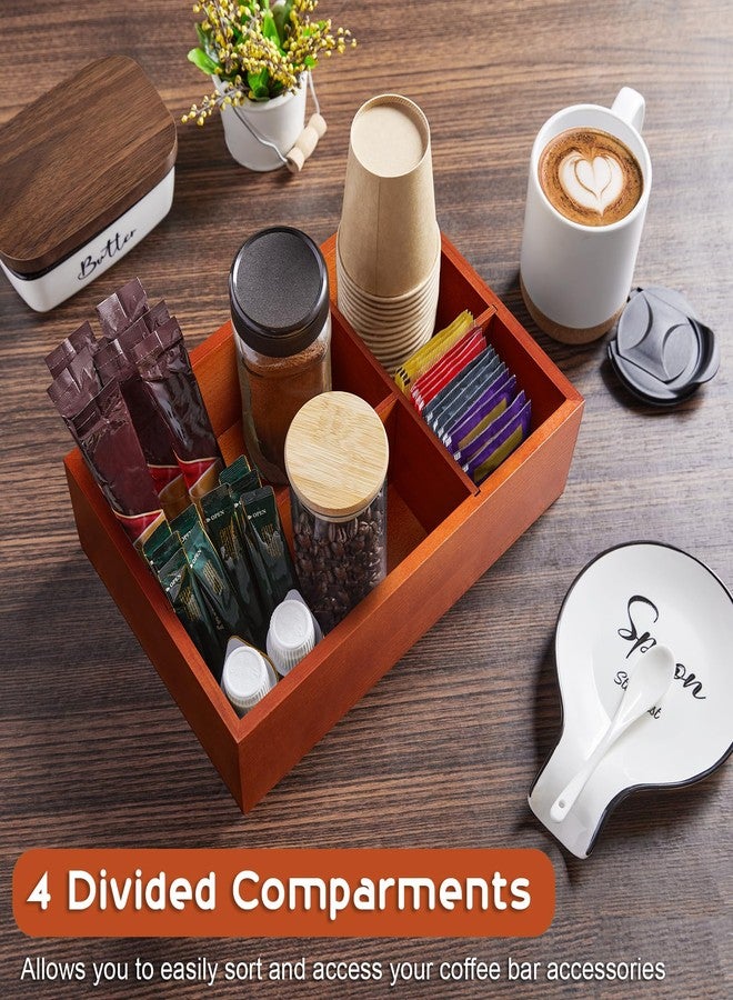 ALELION Coffee Station Organizer with Removable Dividers - Wood Coffee Bar Accessories Organizer for Countertop - Pod Holder Basket for K Cup Sugar Tea - Image 3
