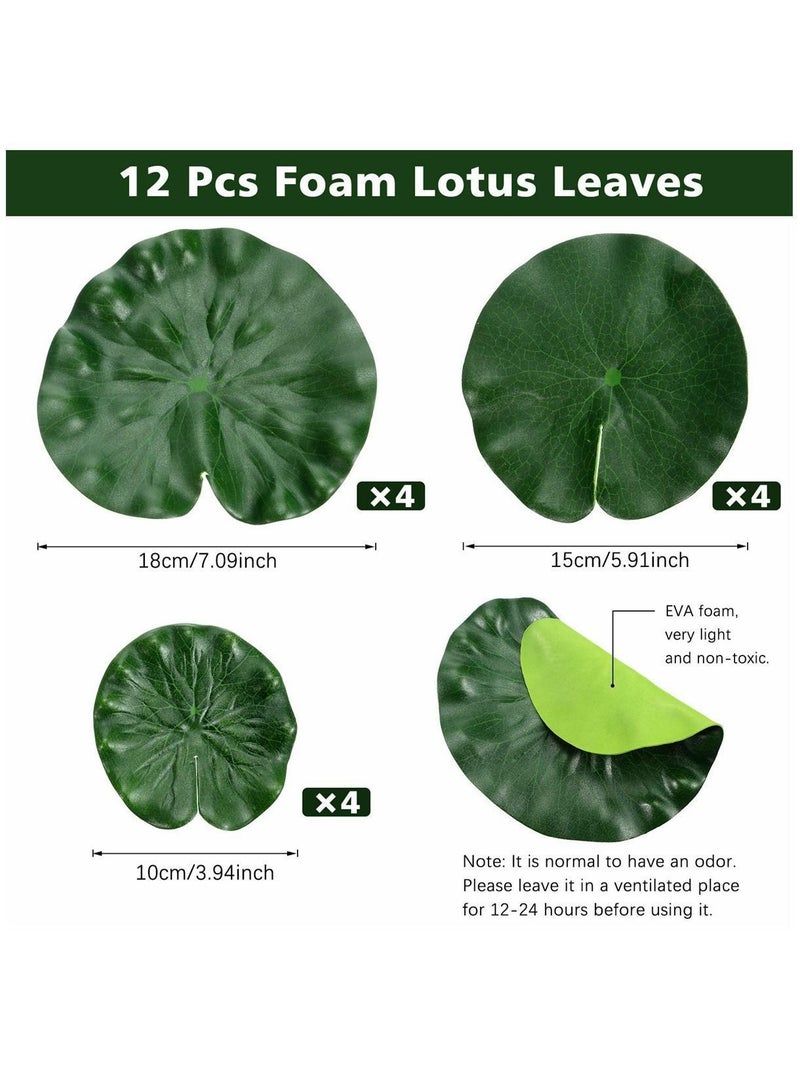 Plastic Frogs Set Includes 24 Pieces Tiny Frog and 12 Artificial Floating Lotus Leaves for Pond Pool Decoration Party Supplies  - Image 3