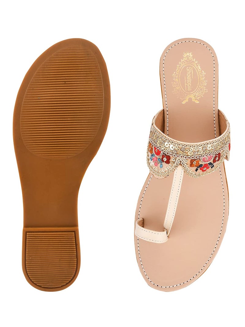 Shoetopia Women  Sandal Block Heel Comfortable Toe Ring Slip-On Ethnic Casual Daily Footwear - Image 4