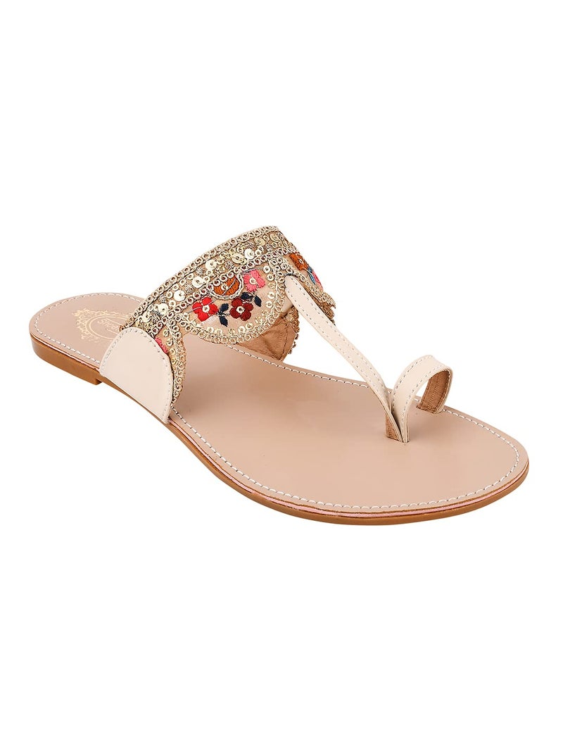 Shoetopia Women  Sandal Block Heel Comfortable Toe Ring Slip-On Ethnic Casual Daily Footwear - Image 2