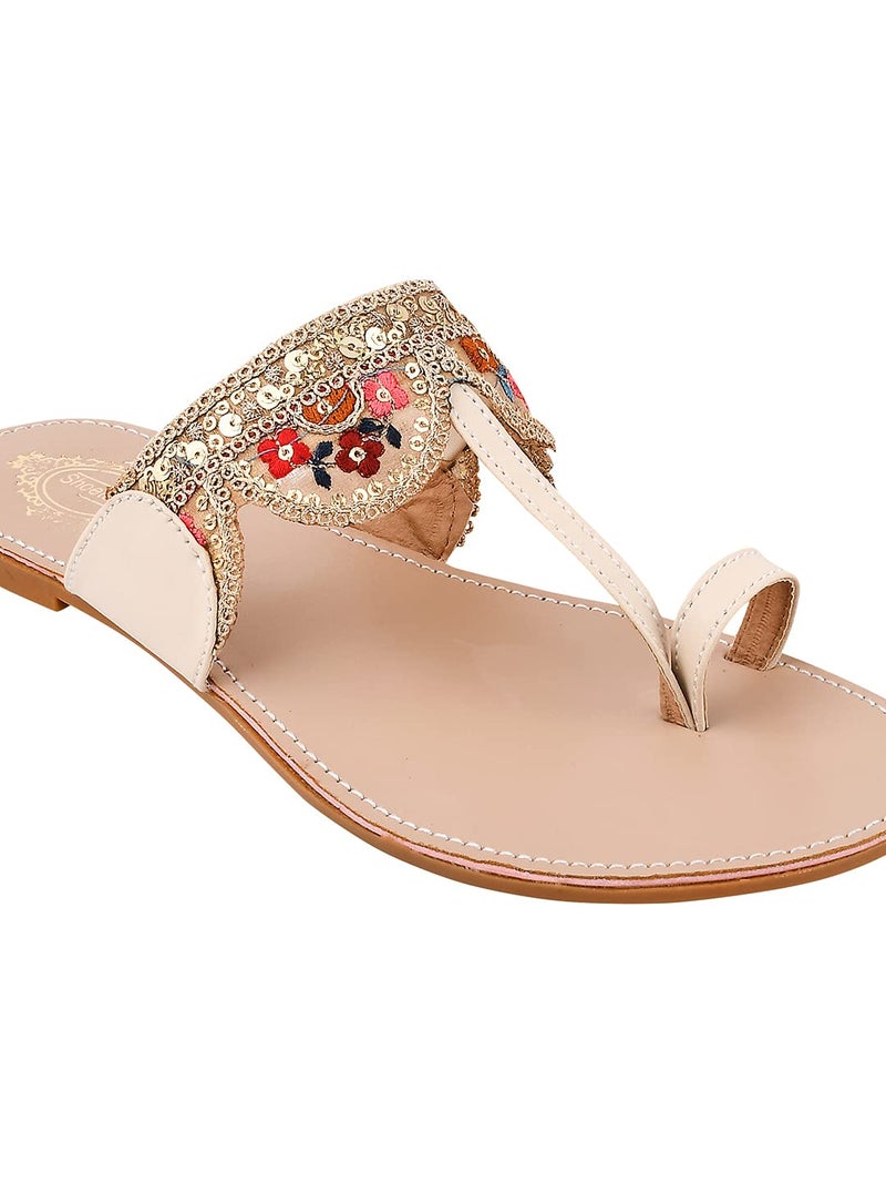 Shoetopia Women  Sandal Block Heel Comfortable Toe Ring Slip-On Ethnic Casual Daily Footwear - Image 5