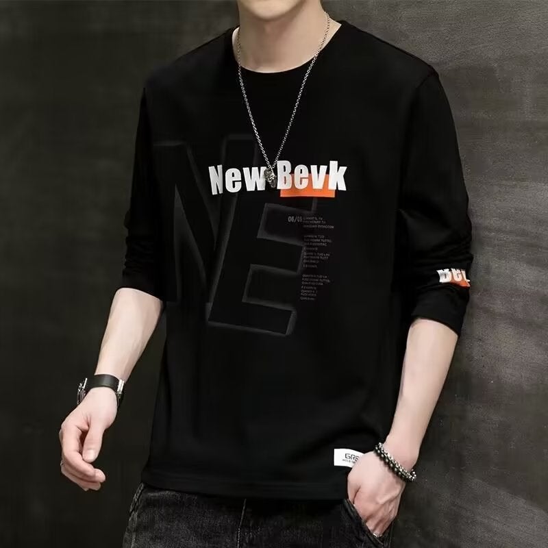 Long-Sleeved T-Shirt Men'S Korean-Style Fashionable Ins Handsome Loose Base Casual Round Neck Men'S Top - Image 5