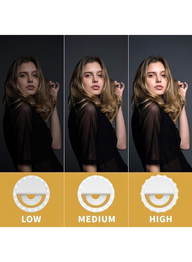 Rechargeable Clip-On Selfie Ring Light for and Android Smartphones – Portable LED Circle Light with Adjustable Brightness – Perfect for Makeup, Vlogging, , Video Calls, and Photography – White - Image 3