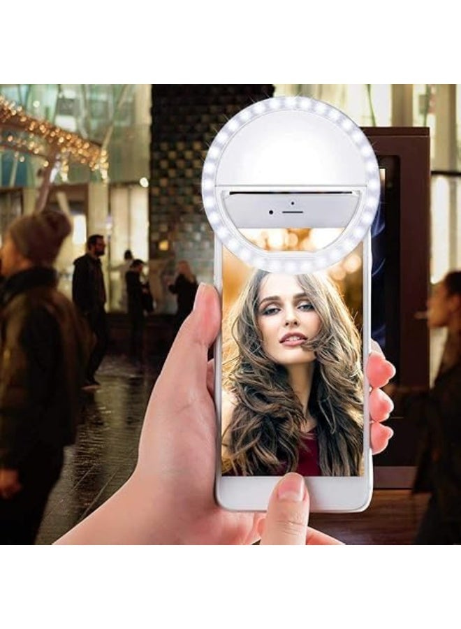 Rechargeable Clip-On Selfie Ring Light for and Android Smartphones – Portable LED Circle Light with Adjustable Brightness – Perfect for Makeup, Vlogging, , Video Calls, and Photography – White - Image 4