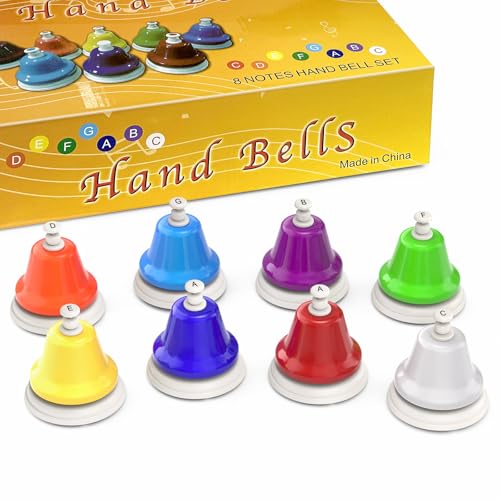 Facmogu Desk Bells 8 Notes Diatonic Metal Hand Bells Rainbow Music Bells Musical Learning Teaching Percussion Instrument Holiday Birthday Gift - Image 1