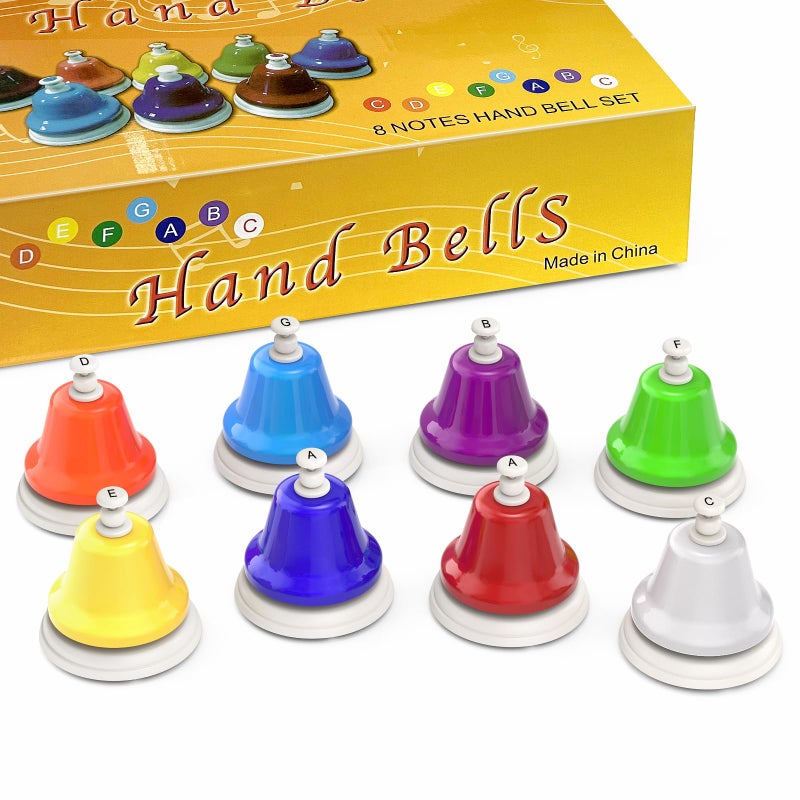 Facmogu Desk Bells 8 Notes Diatonic Metal Hand Bells Rainbow Music Bells Musical Learning Teaching Percussion Instrument Holiday Birthday Gift - Image 2