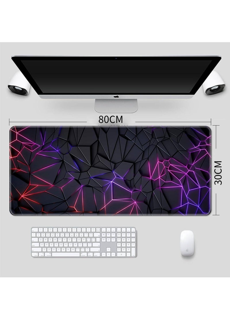 ARNOTEC - Large Mouse Pad 800x300mm Extended Mouse Pad Non-Slip Rubber Base Gaming Mouse pad Office Desk Mat Desk Pad Smooth Cloth Surface 3D neon Keyboard Mouse Pads for Computers - Image 1