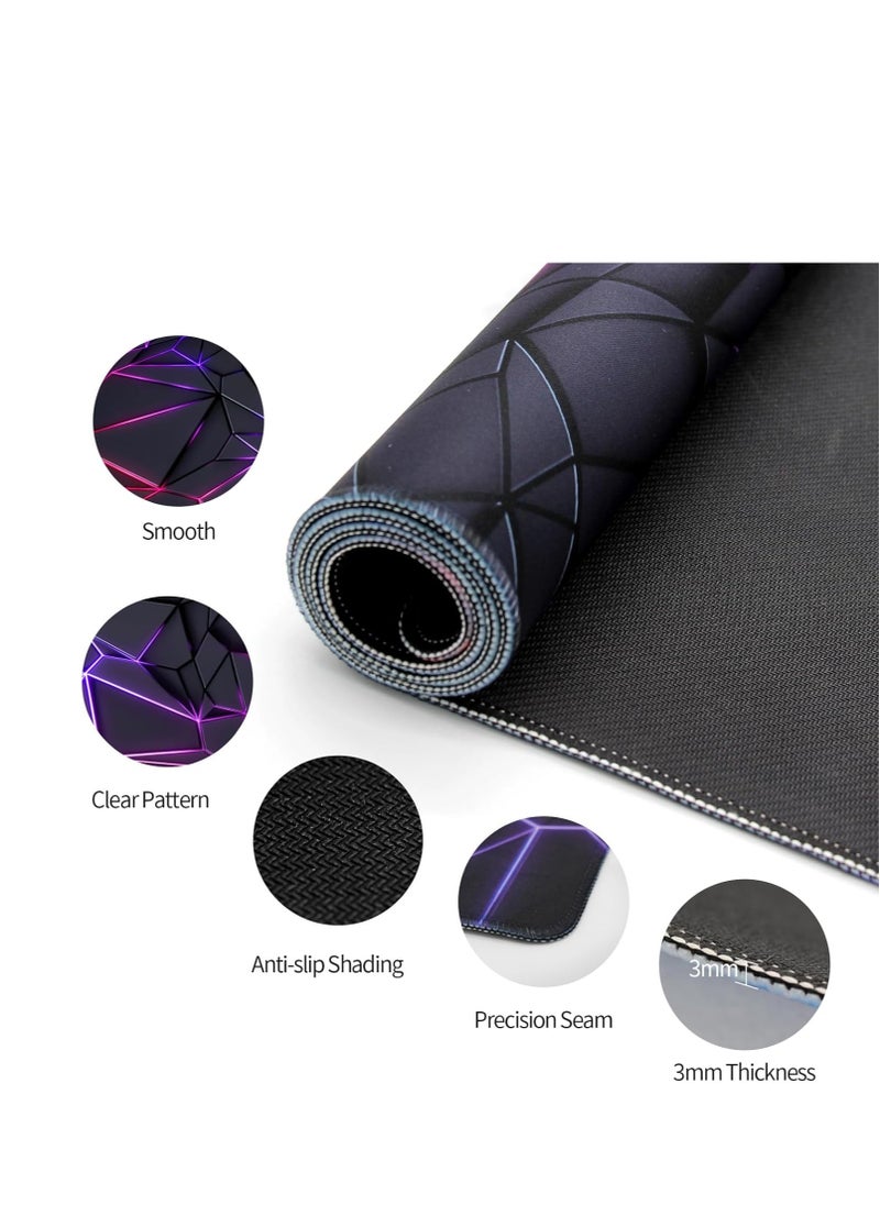 ARNOTEC - Large Mouse Pad 800x300mm Extended Mouse Pad Non-Slip Rubber Base Gaming Mouse pad Office Desk Mat Desk Pad Smooth Cloth Surface 3D neon Keyboard Mouse Pads for Computers - Image 1