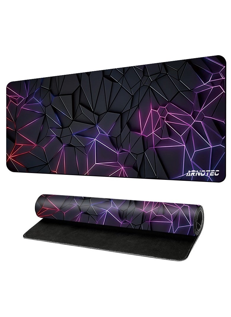 ARNOTEC - Large Mouse Pad 800x300mm Extended Mouse Pad Non-Slip Rubber Base Gaming Mouse pad Office Desk Mat Desk Pad Smooth Cloth Surface 3D neon Keyboard Mouse Pads for Computers - Image 1