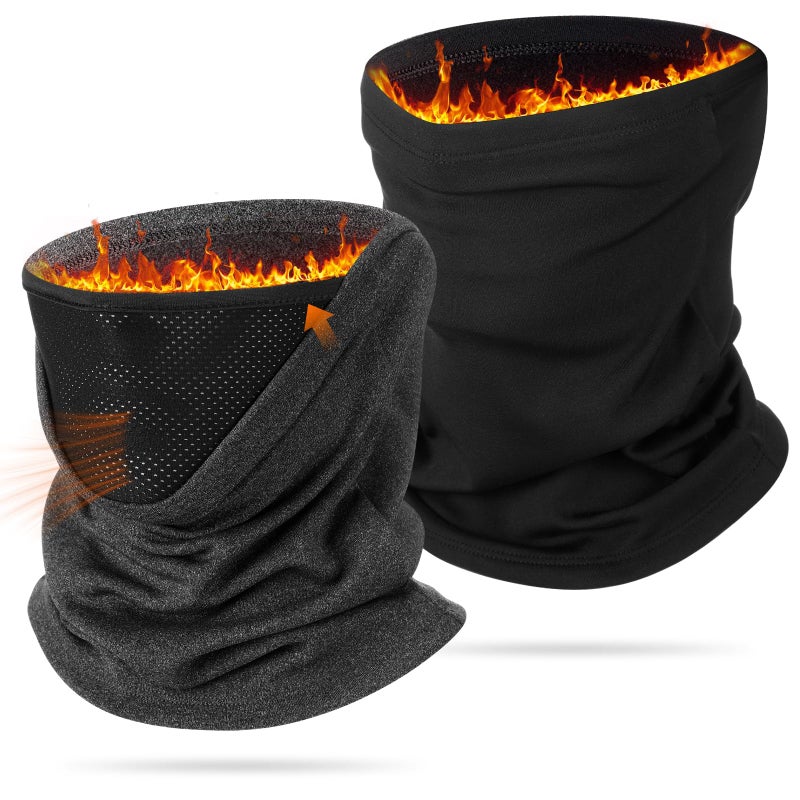 Cuffbow 2 Pack Winter Neck Gaiter Warmer for Men Women Dual-layer Breathable Thermal Neck Warmer Cover Windproof Face Cover Fleece Face Mask Scarf for Cold Weather Sport Outdoorwork Motorcycle Cycling - Image 1