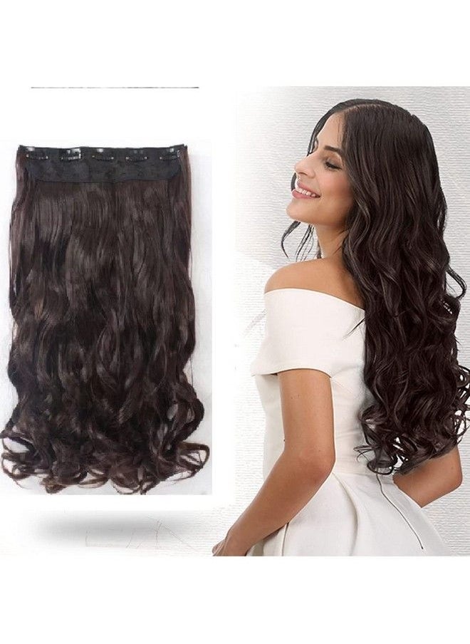 MoonEyes - Natural Curly/Wavy Hair Extensions In High Temperature Synthetic Fiber In 24 Inch5 Clips Head In 1 Piece For Women And Girls In (Light Brown) - Image 1