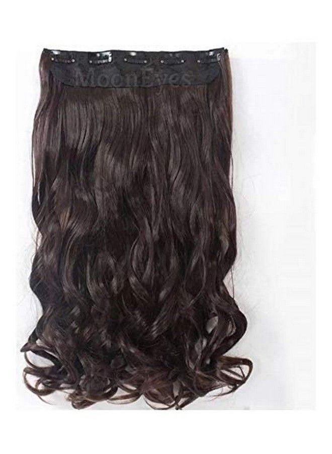 MoonEyes - Natural Curly/Wavy Hair Extensions In High Temperature Synthetic Fiber In 24 Inch5 Clips Head In 1 Piece For Women And Girls In (Light Brown) - Image 1