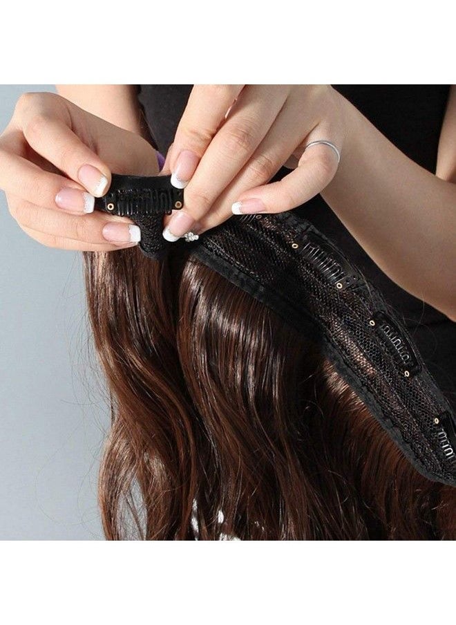 MoonEyes - Natural Curly/Wavy Hair Extensions In High Temperature Synthetic Fiber In 24 Inch5 Clips Head In 1 Piece For Women And Girls In (Light Brown) - Image 1