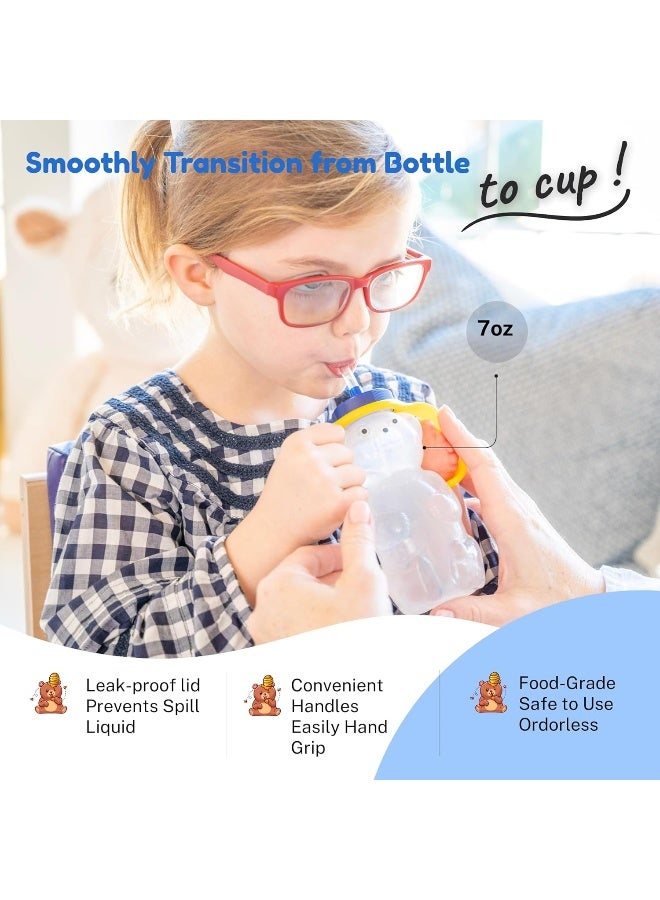 TalkTools Honey Bear Straw Cup, Dishwasher Safe Baby Drinking Bottle, Premium Food-Grade Material, Honeybear Sippy Cup for Ages 4+ Months, Trainer for Babies, Kids and Toddlers (2pack 7oz) - Image 4