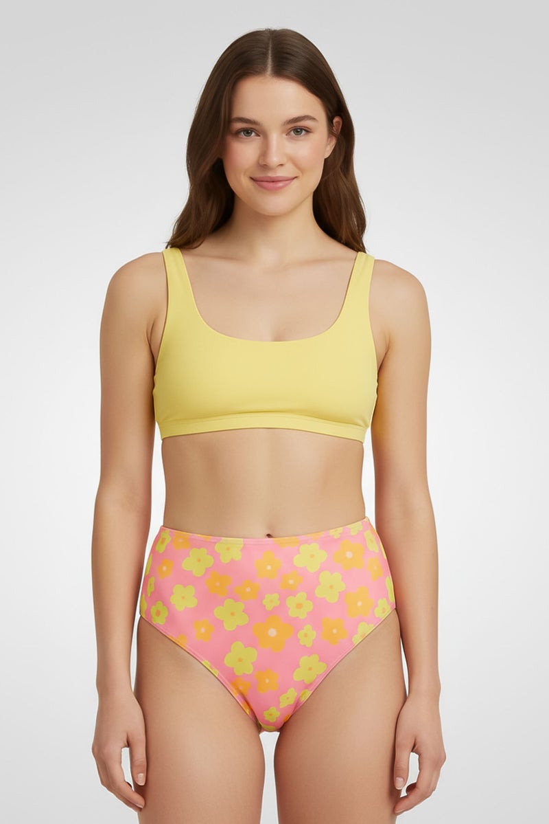 MONKI Women Floral Print Bikini Bottom, Pink - Image 1