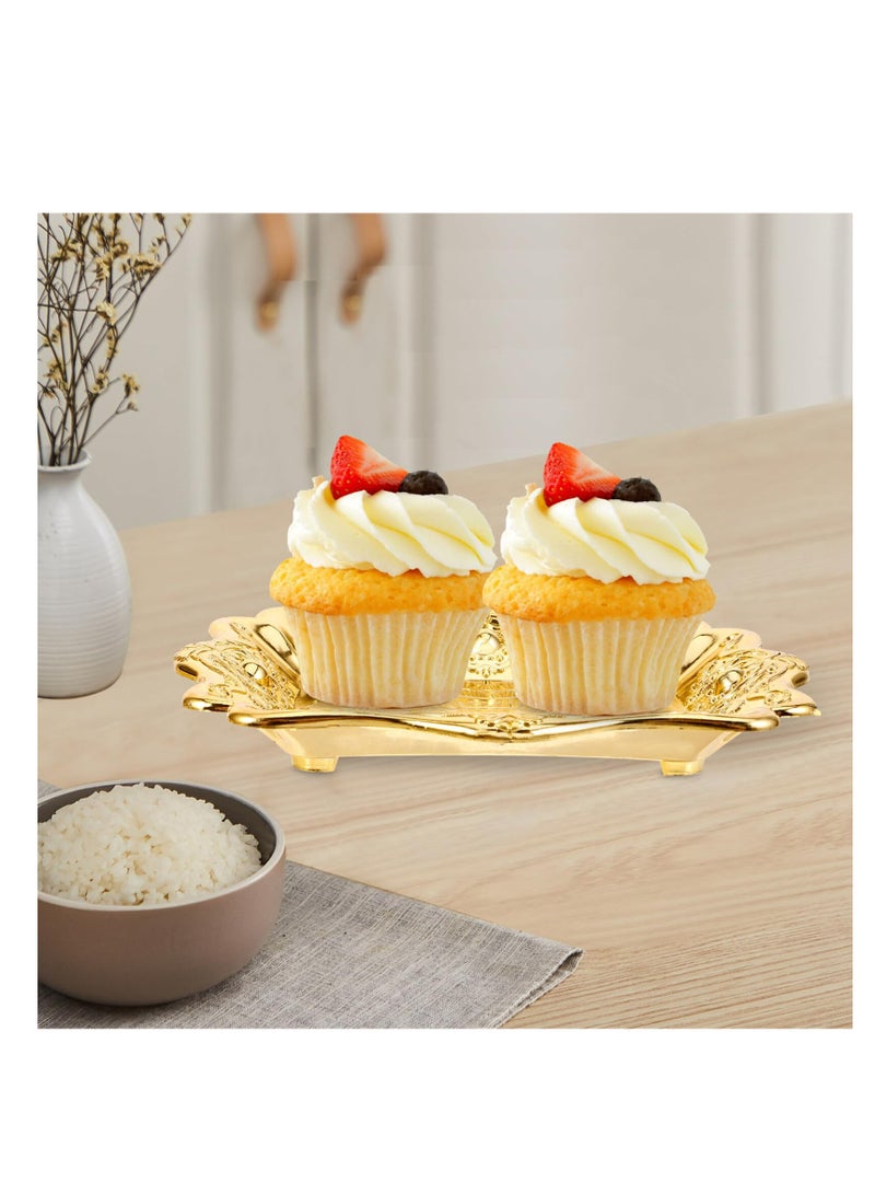 SYOSI Gold Decorative Tray, 20pcs Mini Cake Candy Tray with Retro Border Golden Mousse Cake Boards Dessert Board Cupcake Dessert Displays Tray Trinket Tray - Image 4