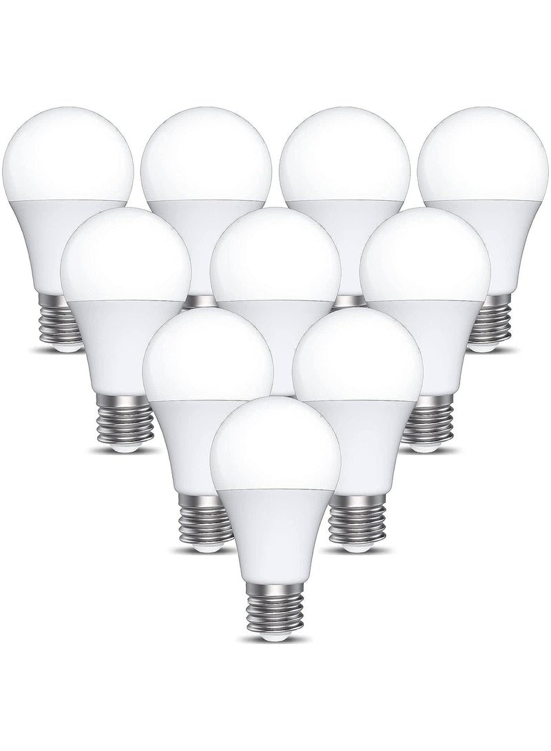 لمبة إضاءة LED 9 وات 12 وات 18 وات، عبوة من 10 قطع، غير قابلة لتعديل الضوء، قاعدة E27، ضوء نهاري 6500 كلفن، أبيض بارد - Image 1