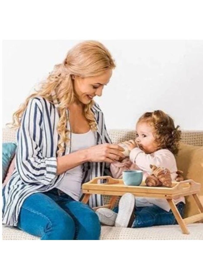 صينية سرير خشبية محمولة للإفطار ولابتوب مع أرجل قابلة للطي - Image 2