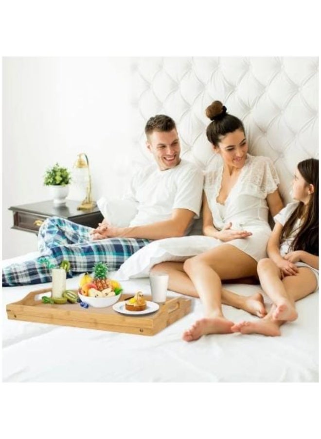 صينية سرير خشبية محمولة للإفطار ولابتوب مع أرجل قابلة للطي - Image 1