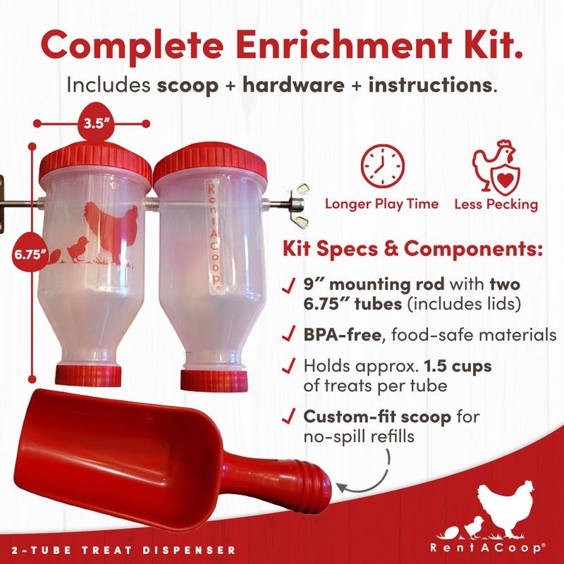 RentACoop Chicken Treat Dispenser â€“ Multi-Treat Enrichment Toy and Boredom Buster for Chickens, Easy Top-Fill, Wall-Mounted Chicken Coop Accessory - Indoor/Outdoor - Image 2